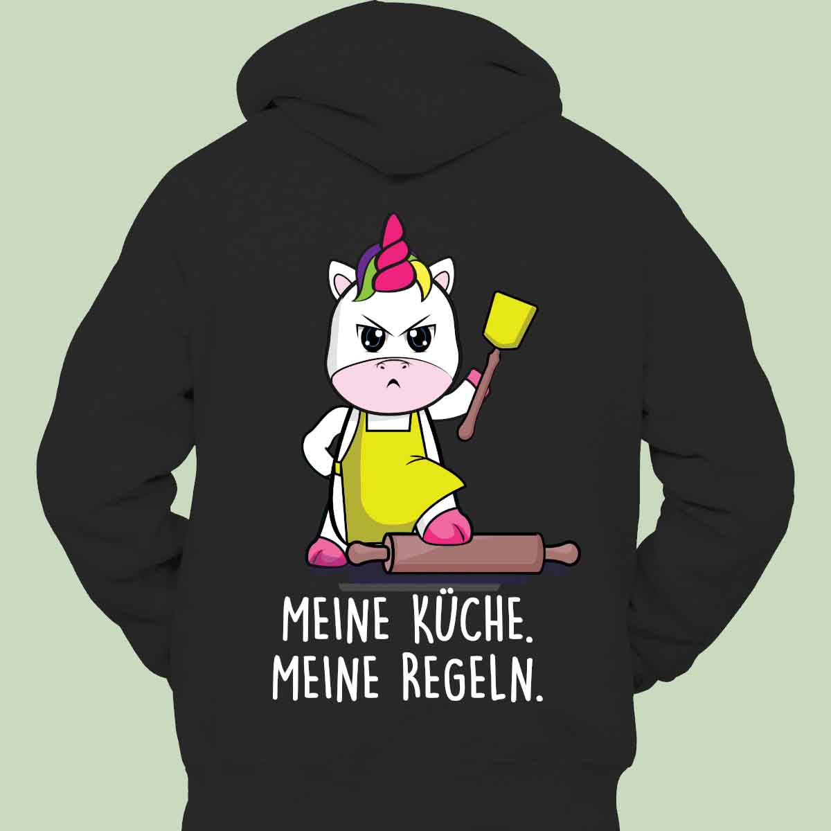Küche Cute Einhorn - Hoodie Unisex Rückendruck