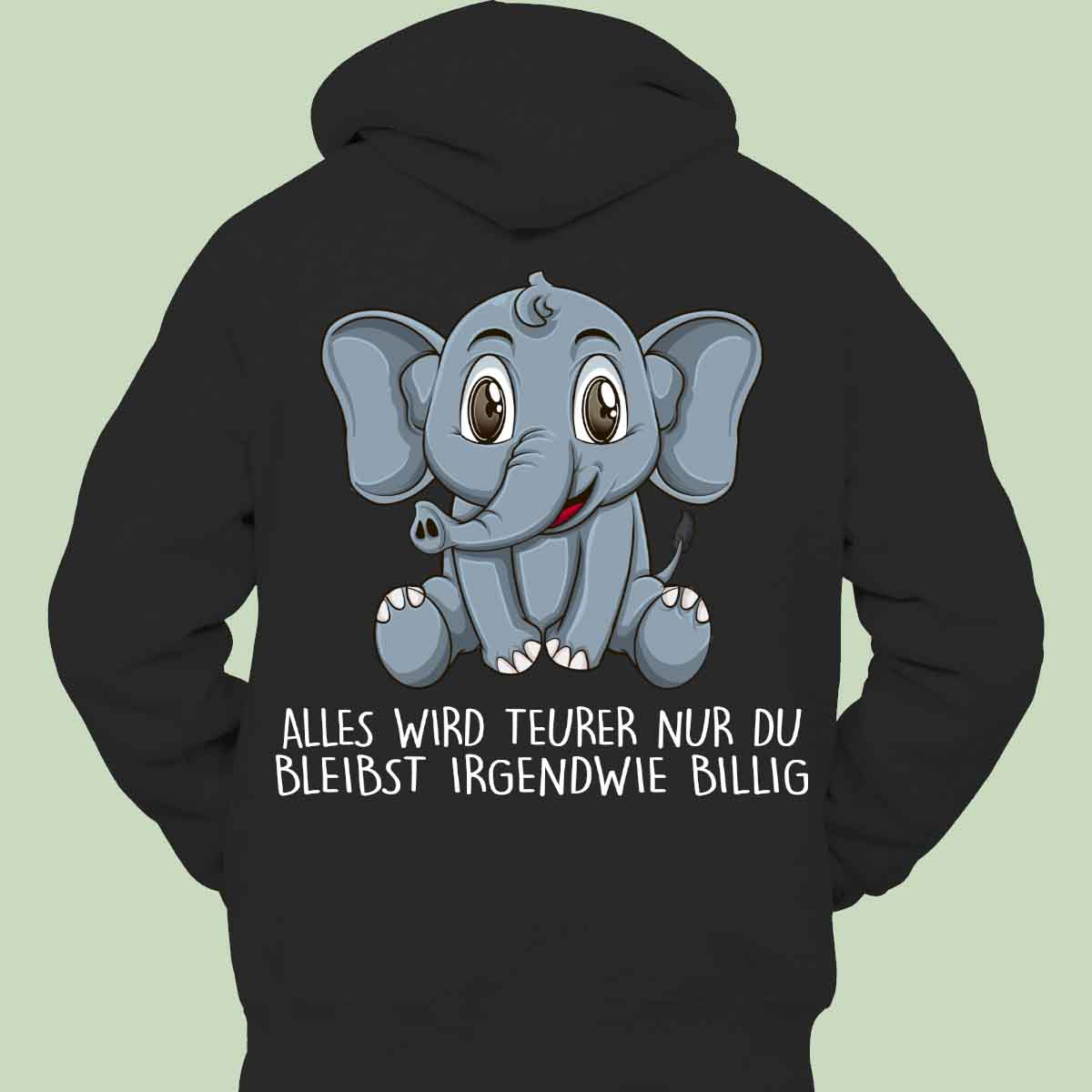 Billig Elefant - Hoodie Unisex Rückendruck