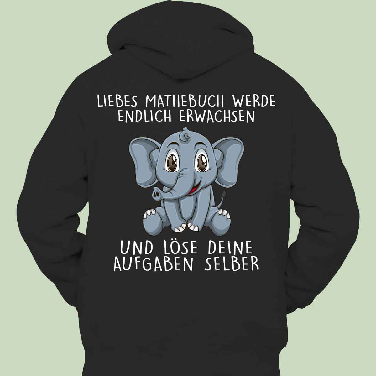 Mathebuch Elefant - Hoodie Unisex Rückendruck
