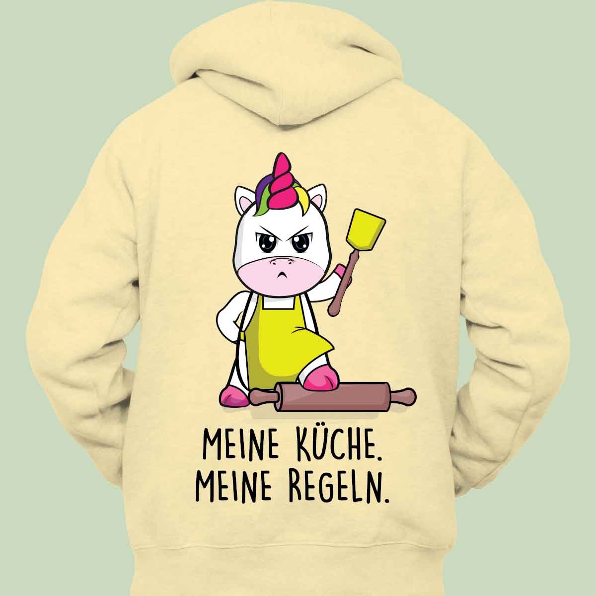 Küche Cute Einhorn - Hoodie Unisex Rückendruck