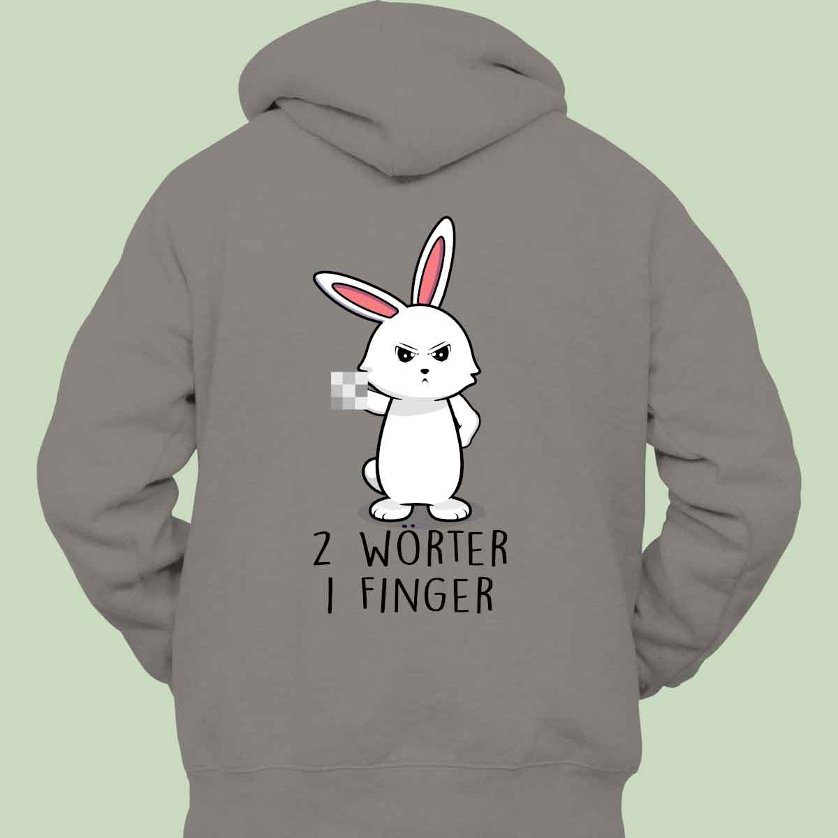 Zwei Wörter Bunny - Hoodie Unisex Rückendruck