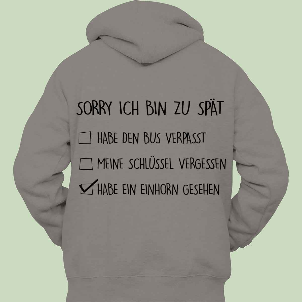 Bin zu spät - Hoodie Unisex Rückendruck