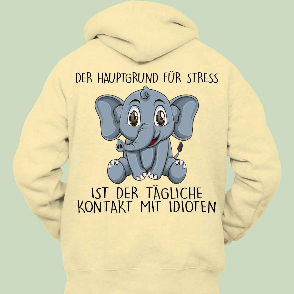 Stress Elefant - Hoodie Unisex Rückendruck