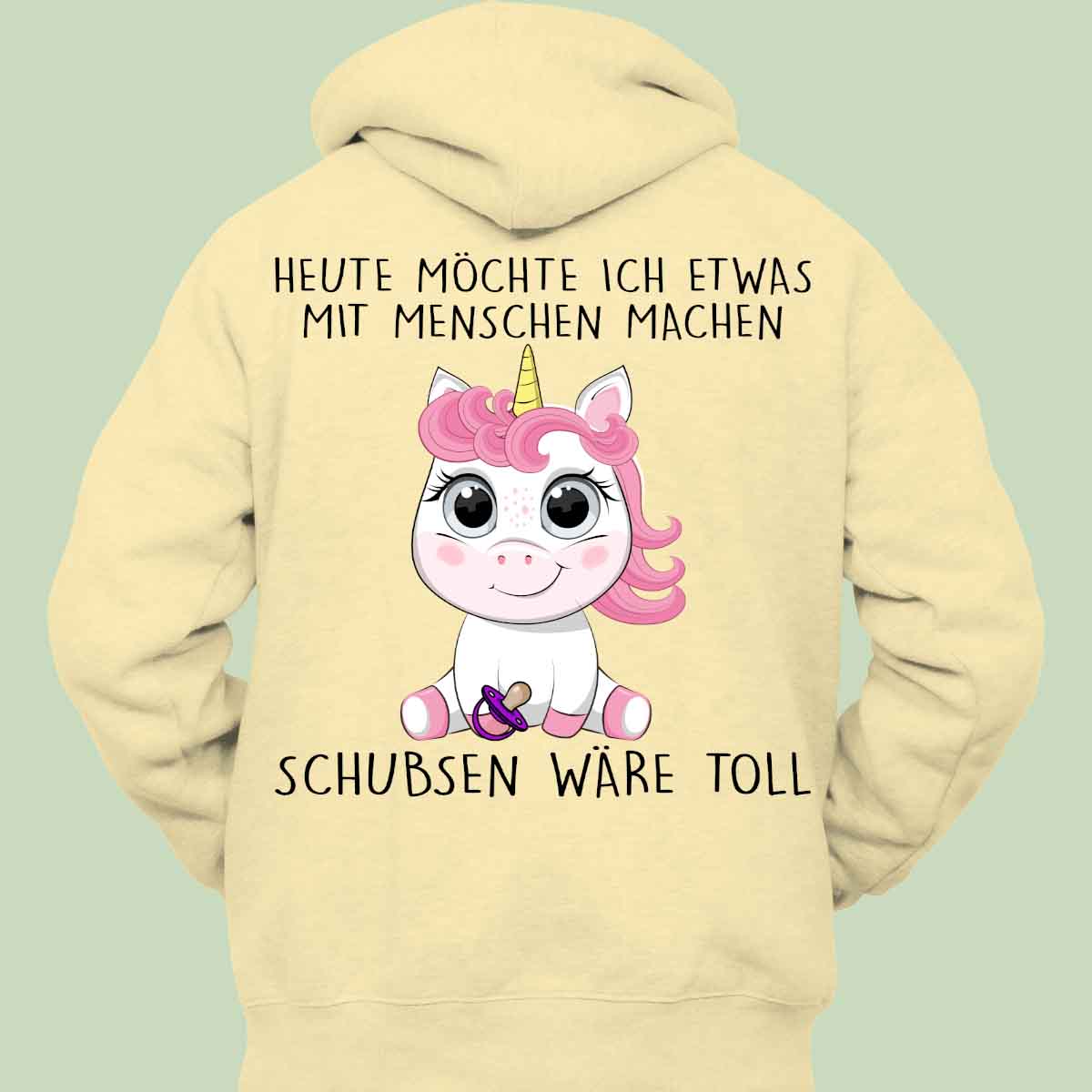 Schubsen Baby Einhorn - Hoodie Unisex Rückendruck