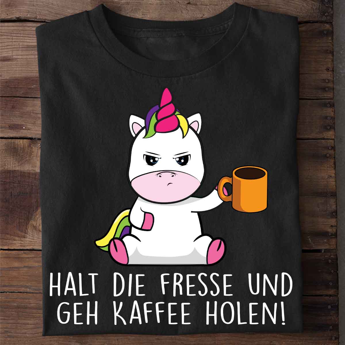 Kaffeeholen Cute Einhorn - Shirt Unisex