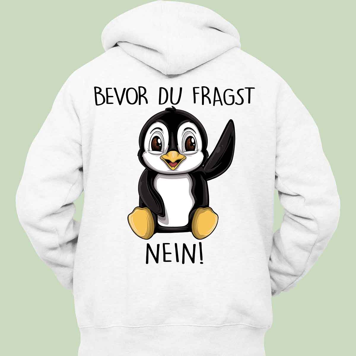 Fragen Pinguin - Hoodie Unisex Rückendruck