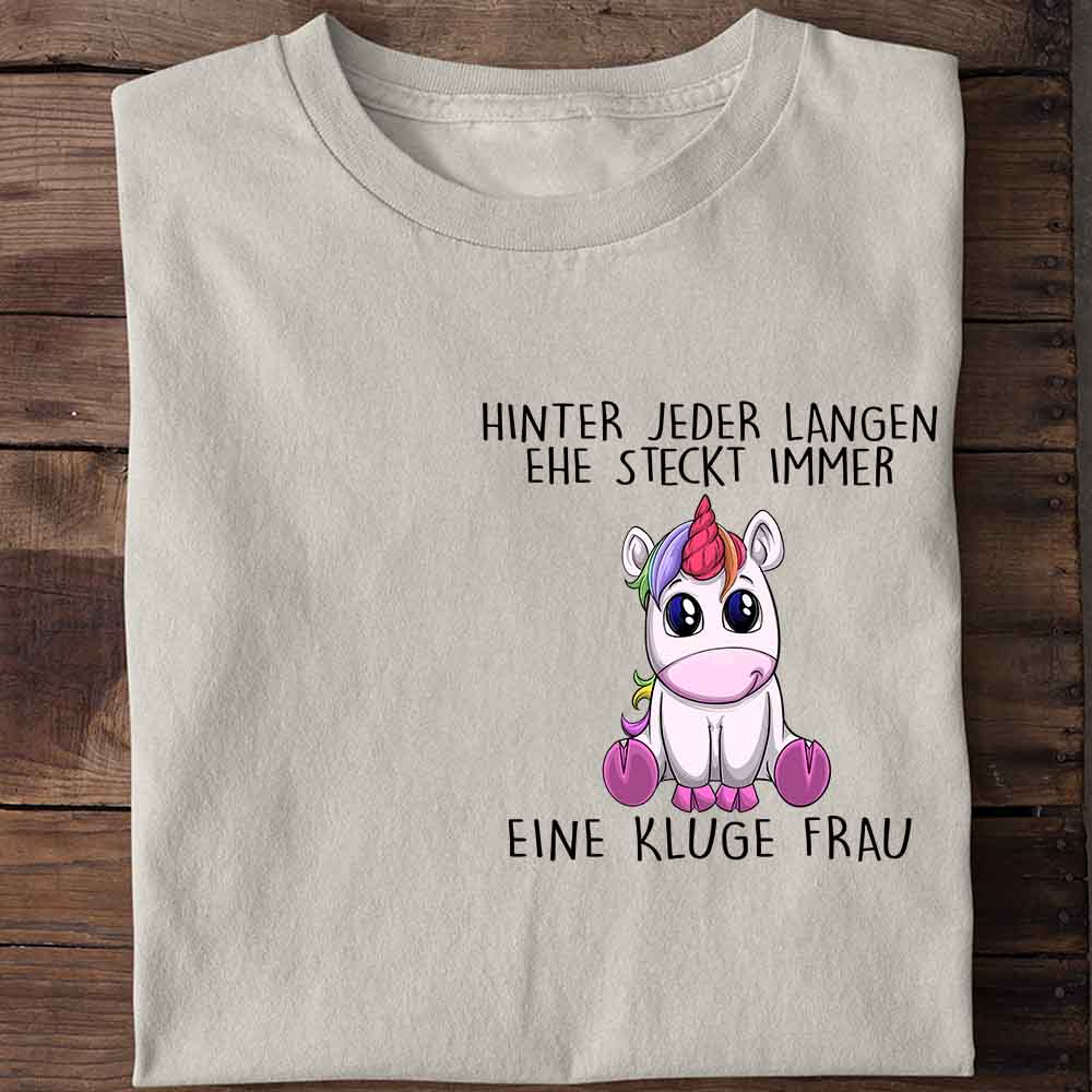Kluge Frau Einhorn Brust - Shirt Unisex Brust