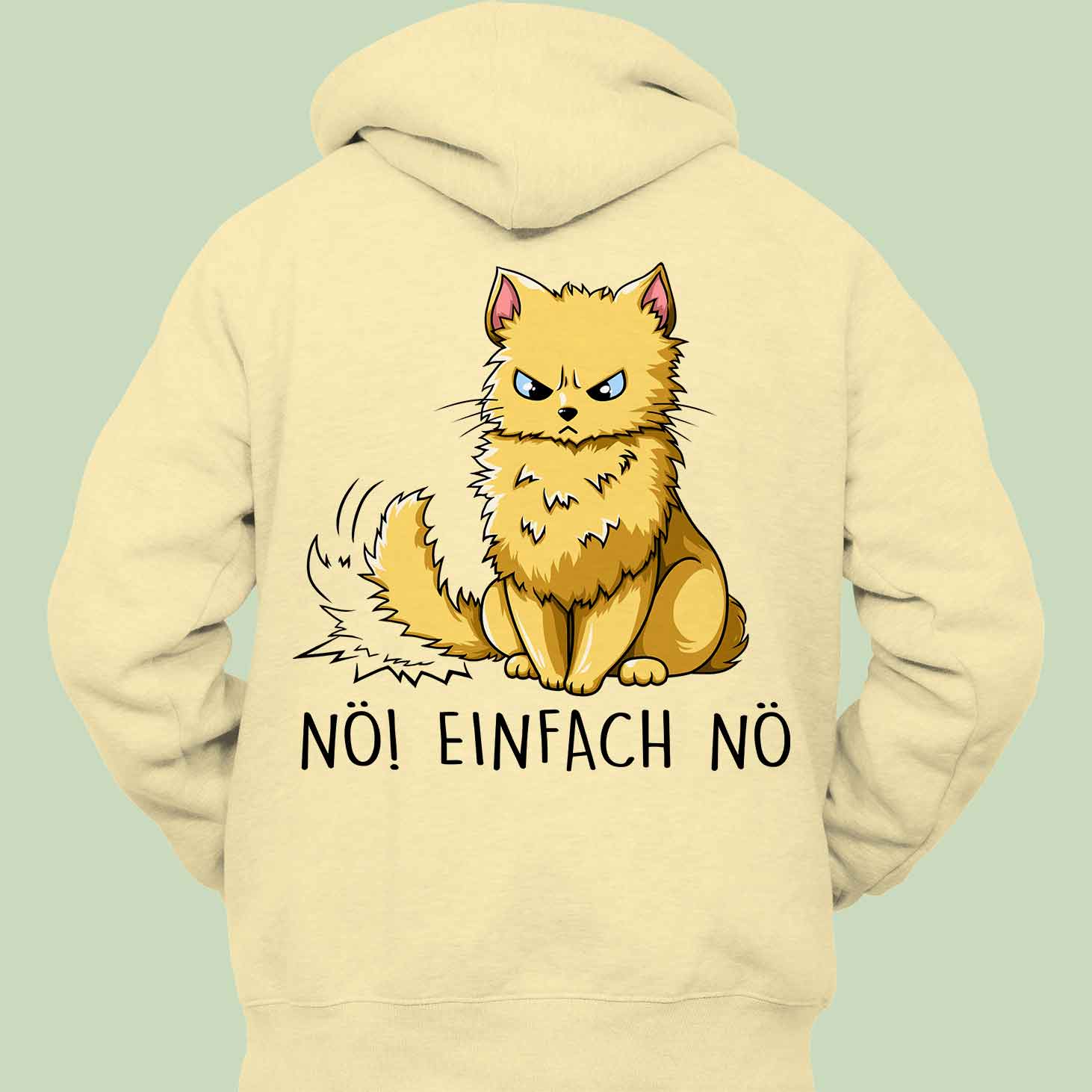 Nö! Katze Beige - Hoodie Unisex Rückendruck