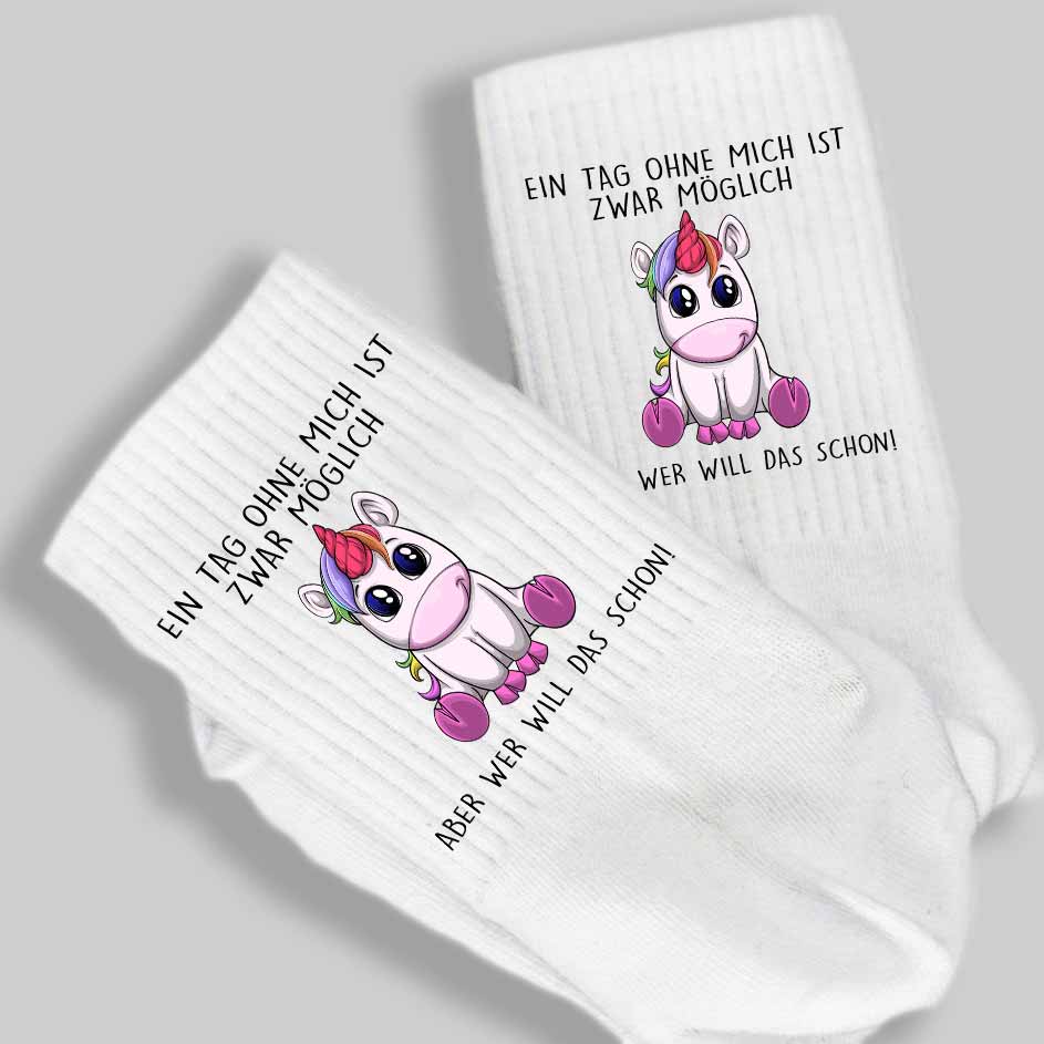 Ohne Mich Einhorn - Premium Socken Lang
