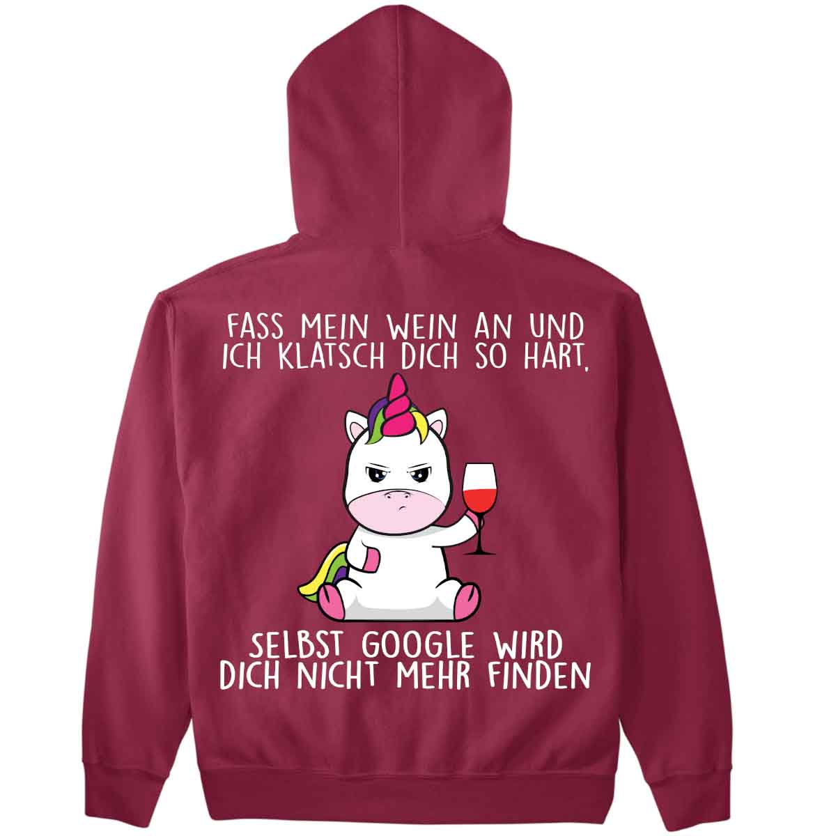 Wein Cute Einhorn - Premium Hoodie Unisex Rückendruck