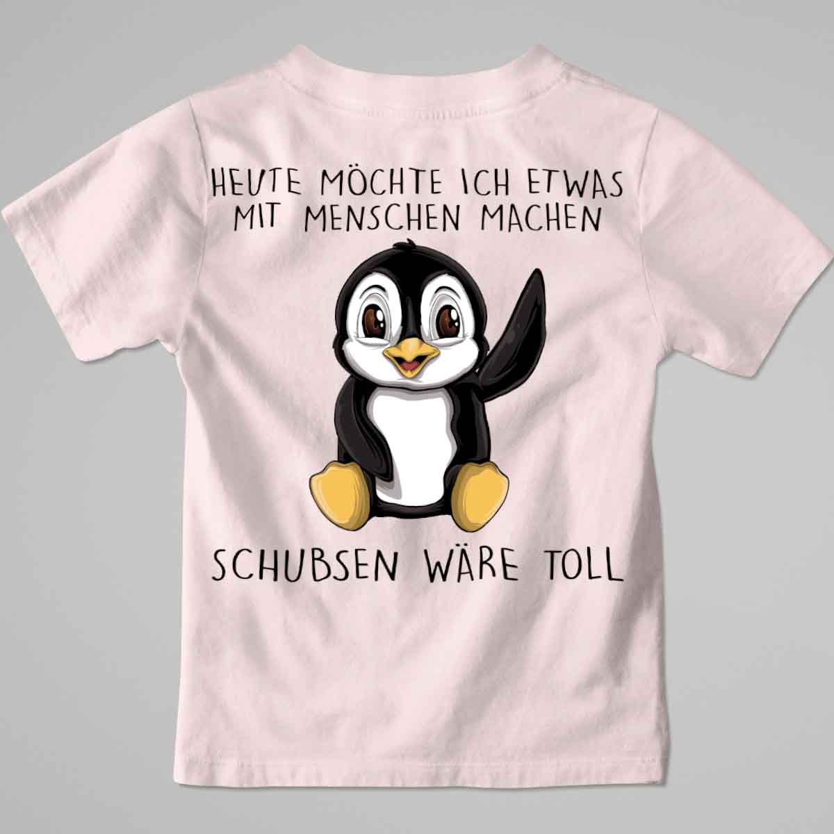 Schubsen Pinguin - Premium Shirt Kinder Rückendruck