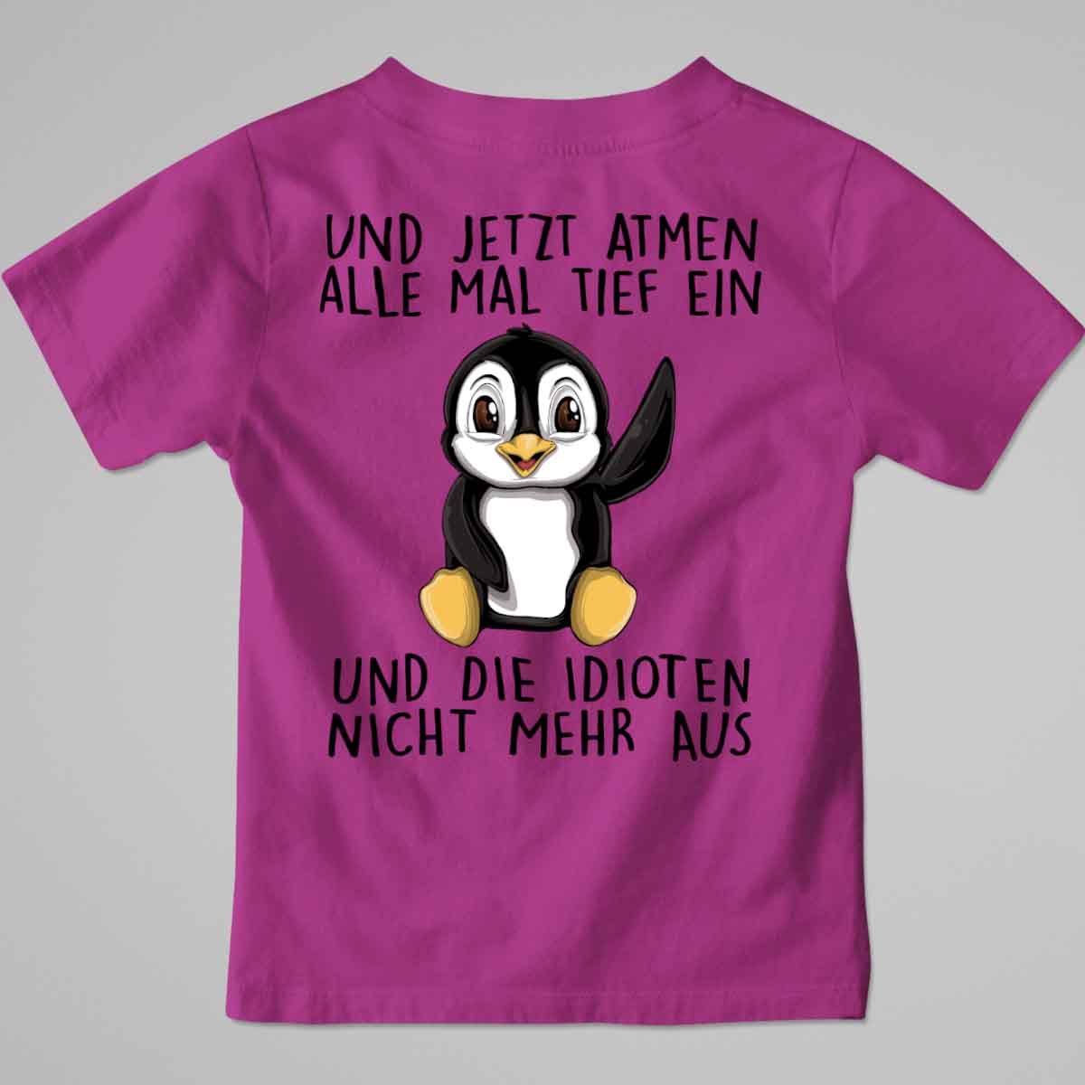 Einatmen Pinguin - Premium Shirt Kinder Rückendruck