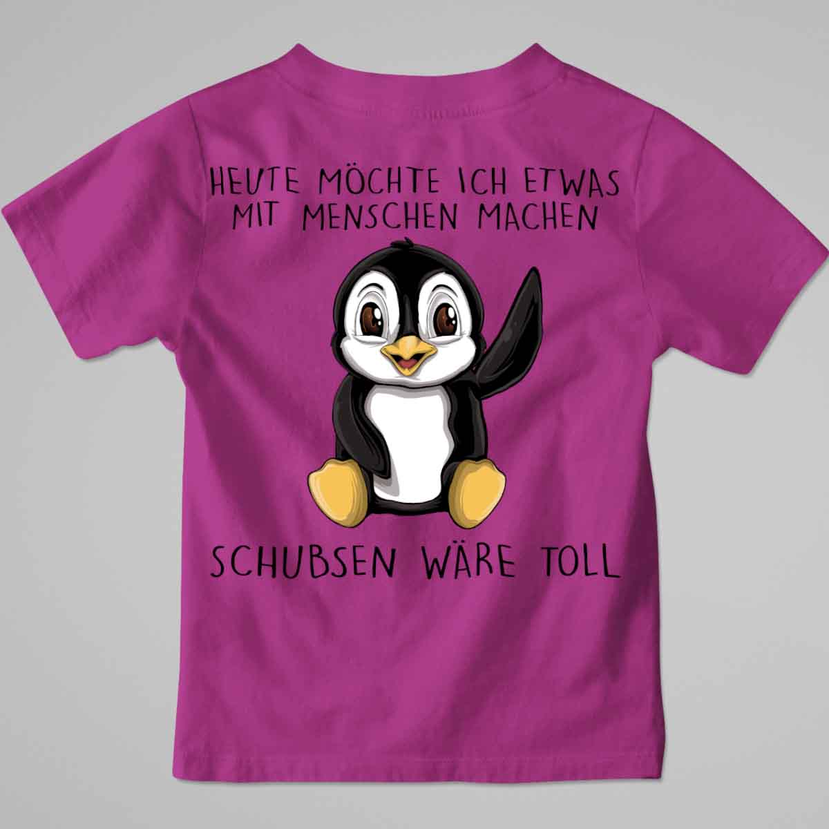Schubsen Pinguin - Premium Shirt Kinder Rückendruck