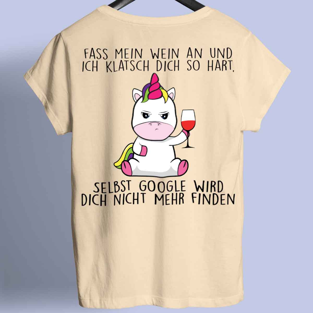 Wein Cute Einhorn - Shirt Unisex Rückendruck