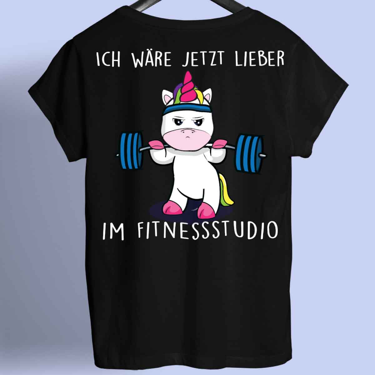 Fitnessstudio Cute Einhorn - Shirt Rückendruck