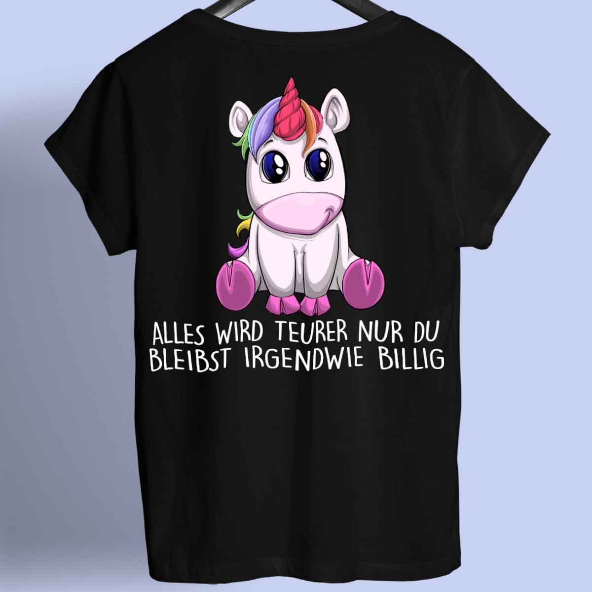 Billig Einhorn - Shirt Rückendruck