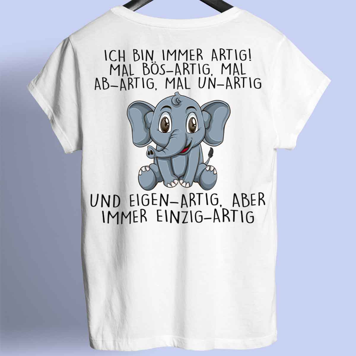 Einzigartig Elefant - Premium Shirt Rückendruck