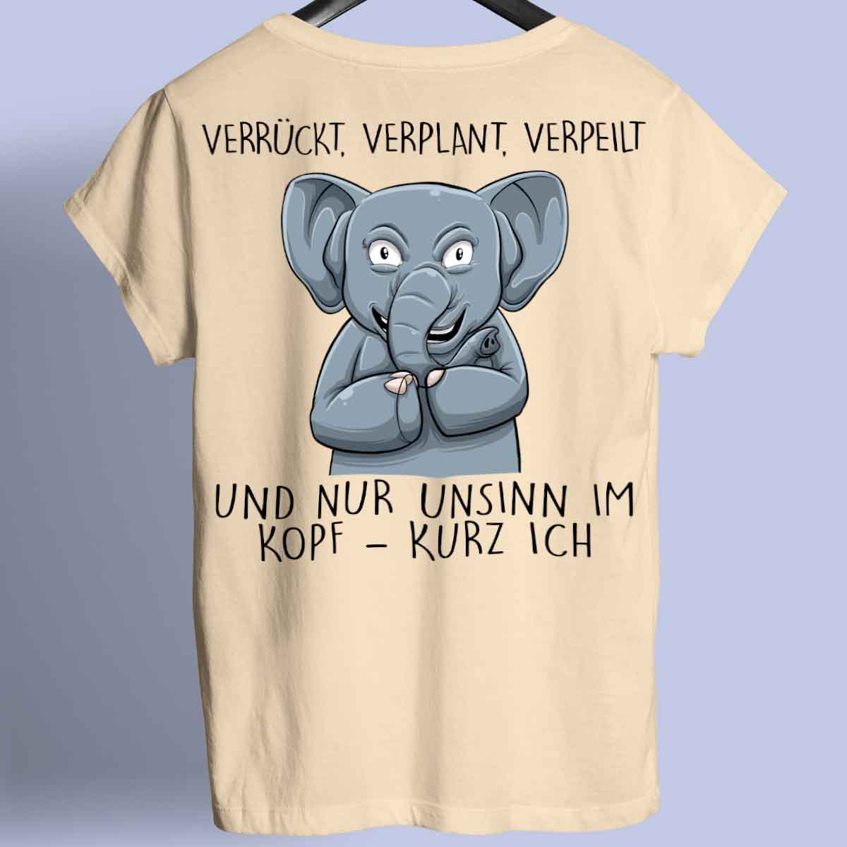 Kurz Ich Elefant - Shirt Unisex Rückendruck