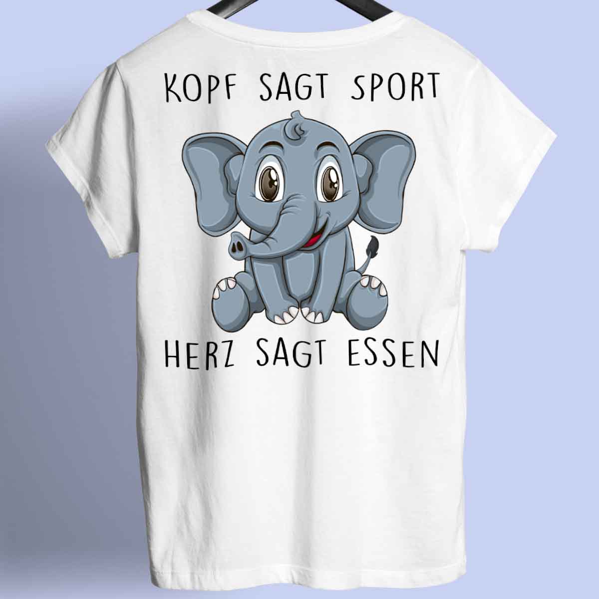 Essen Elefant - Shirt Rückendruck