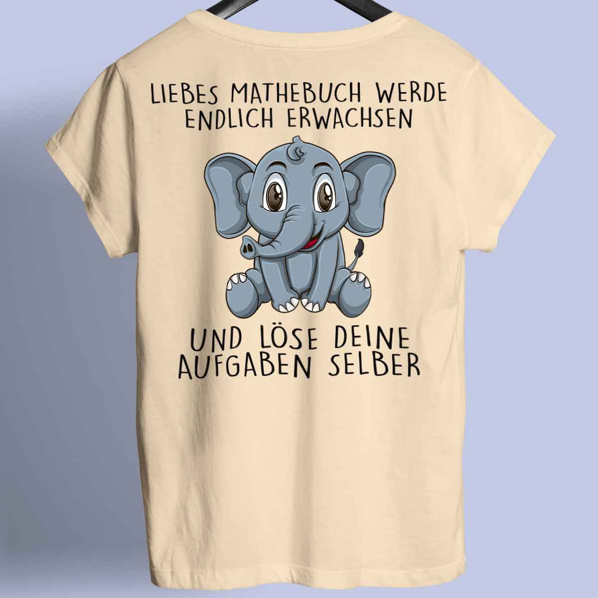 Mathebuch Elefant - Premium Shirt Rückendruck