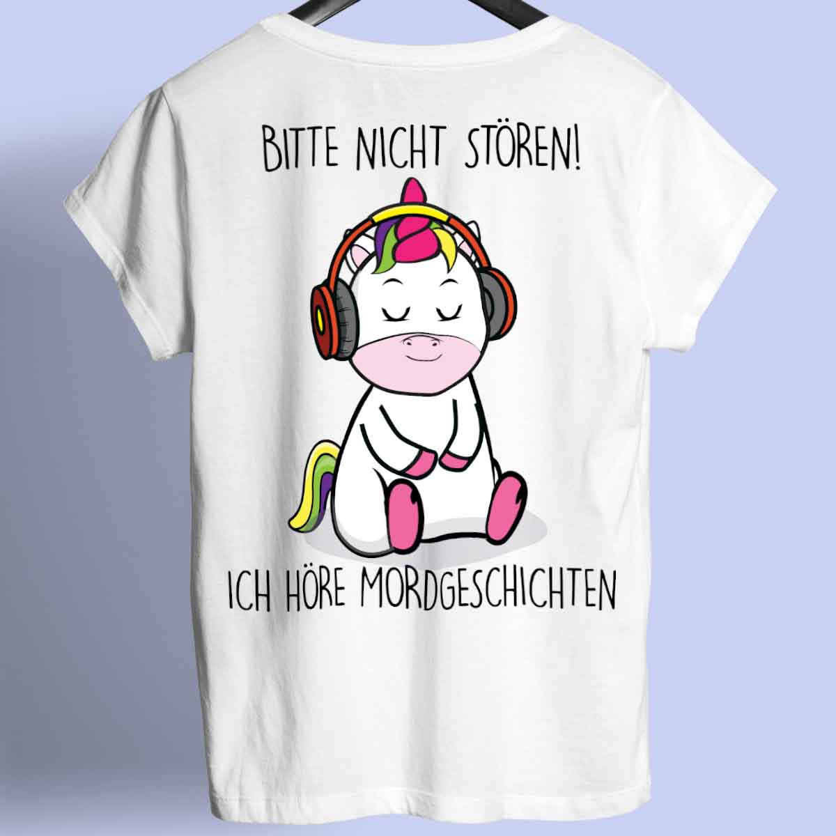 Mordgeschichten Cute Einhorn - Shirt Unisex Rückendruck