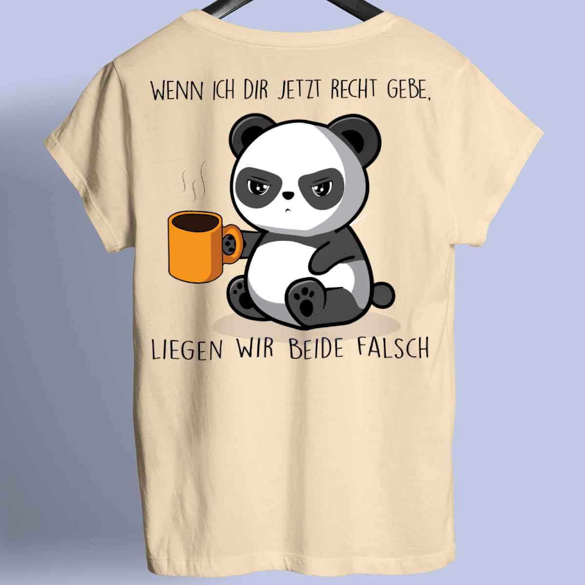 Falsch Liegen Cute Panda - Shirt Unisex Rückendruck
