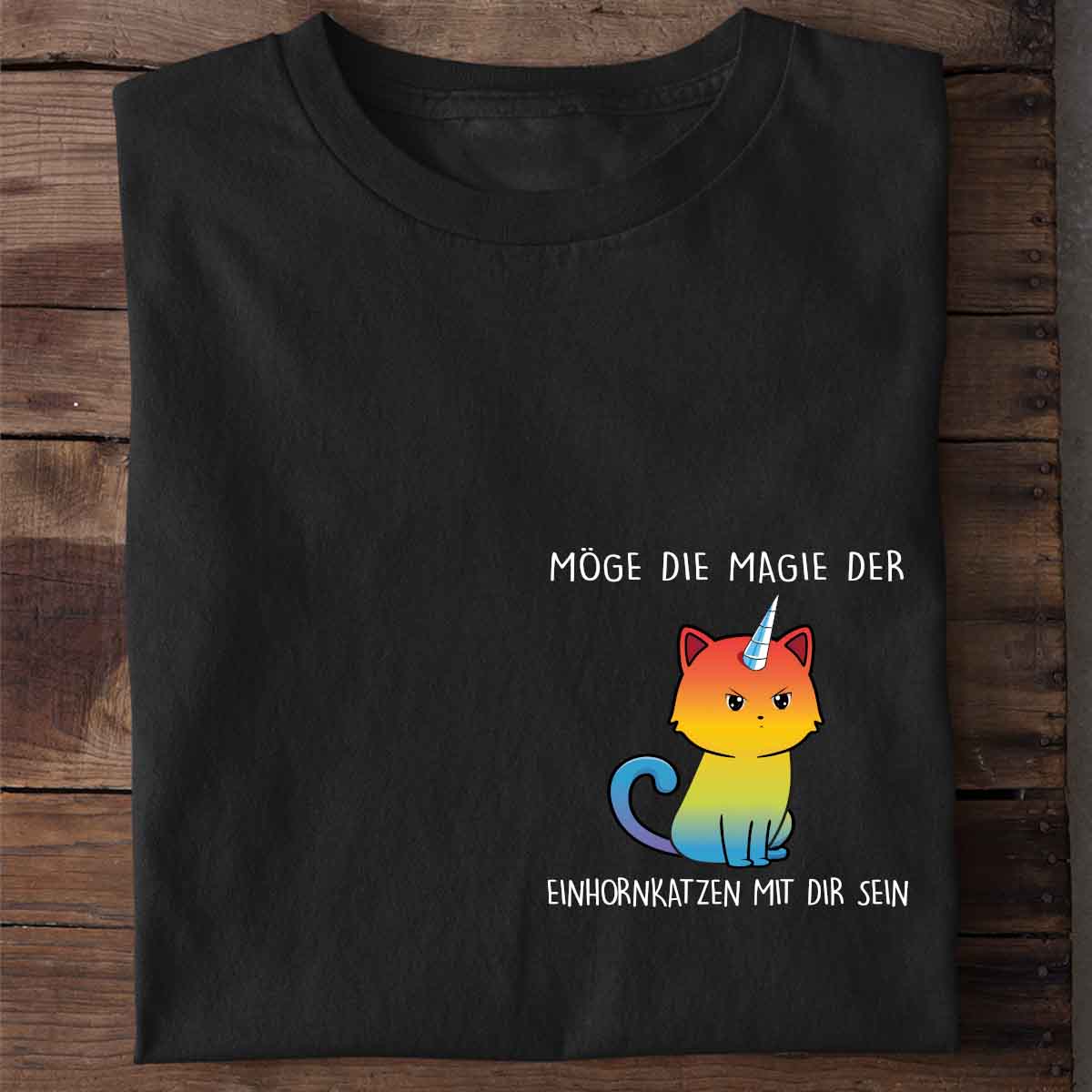 Magie Einhornkatze - Shirt Unisex Brust