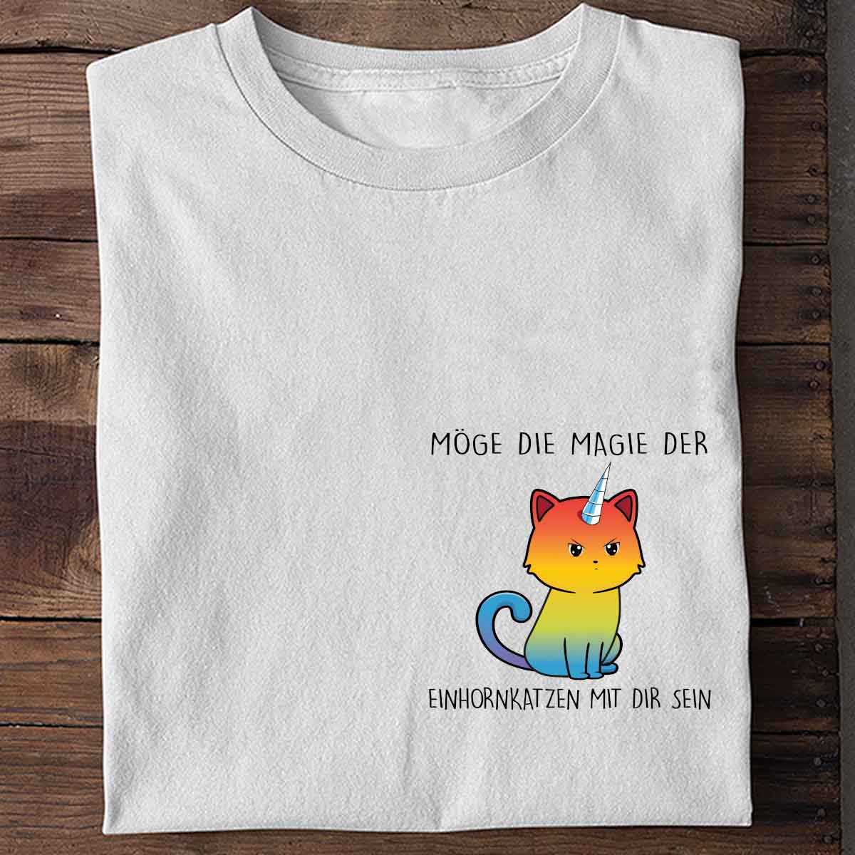 Magie Einhornkatze - Shirt Unisex Brust