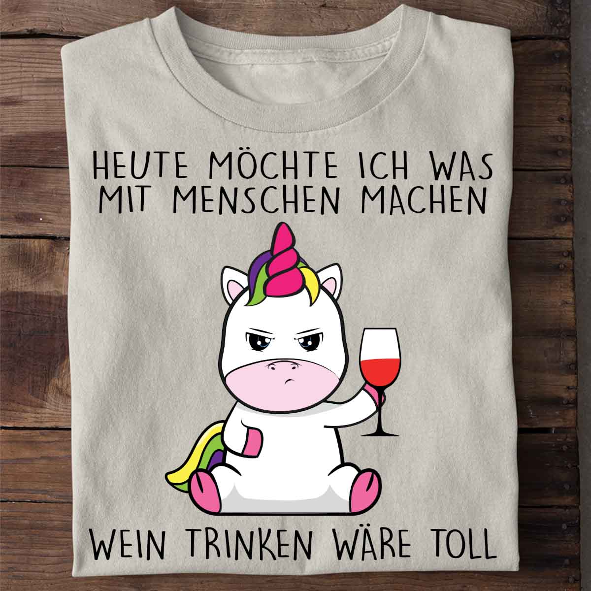 Wein Trinken Cute Einhorn - Shirt Unisex