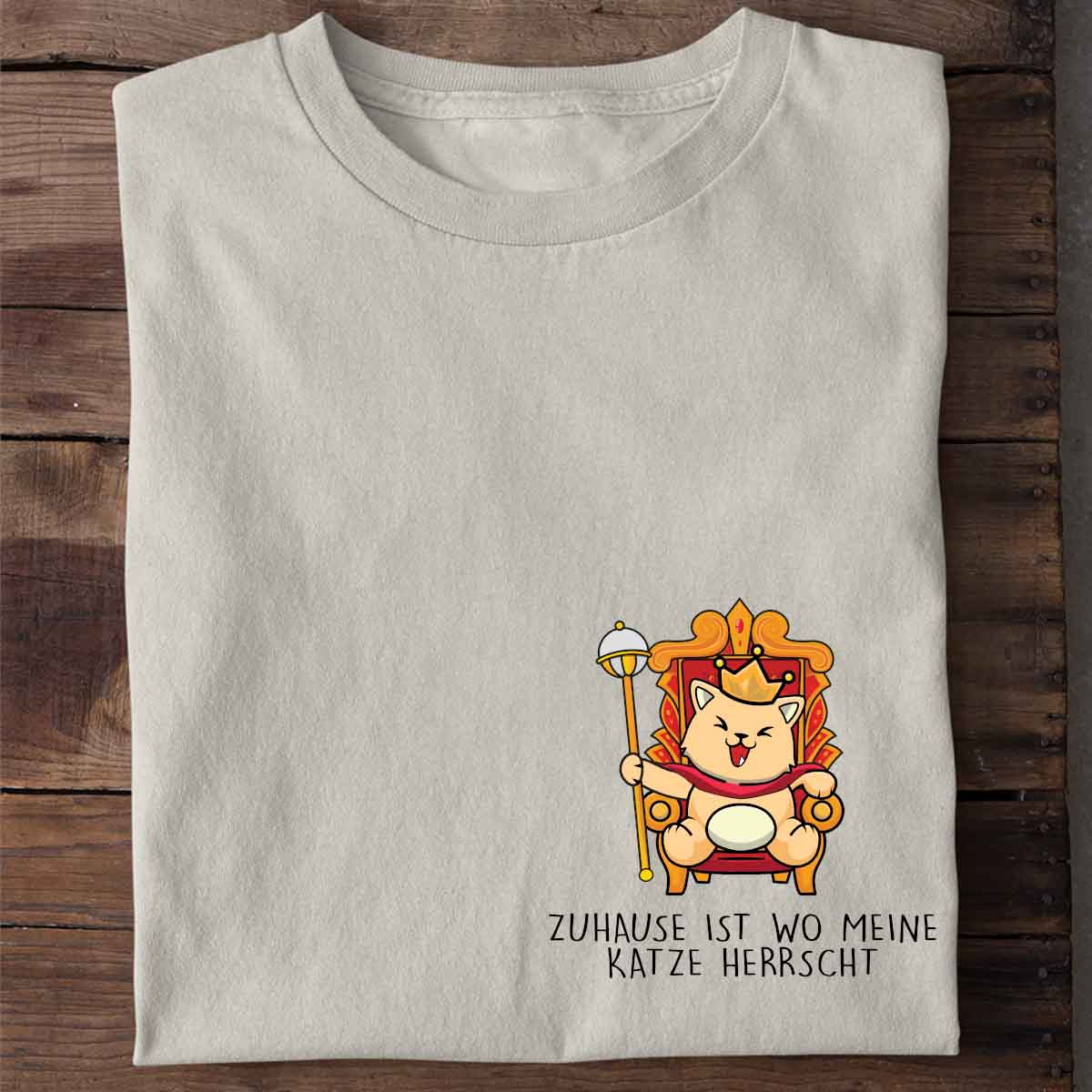 Zuhause König Katze - Shirt Unisex Brust