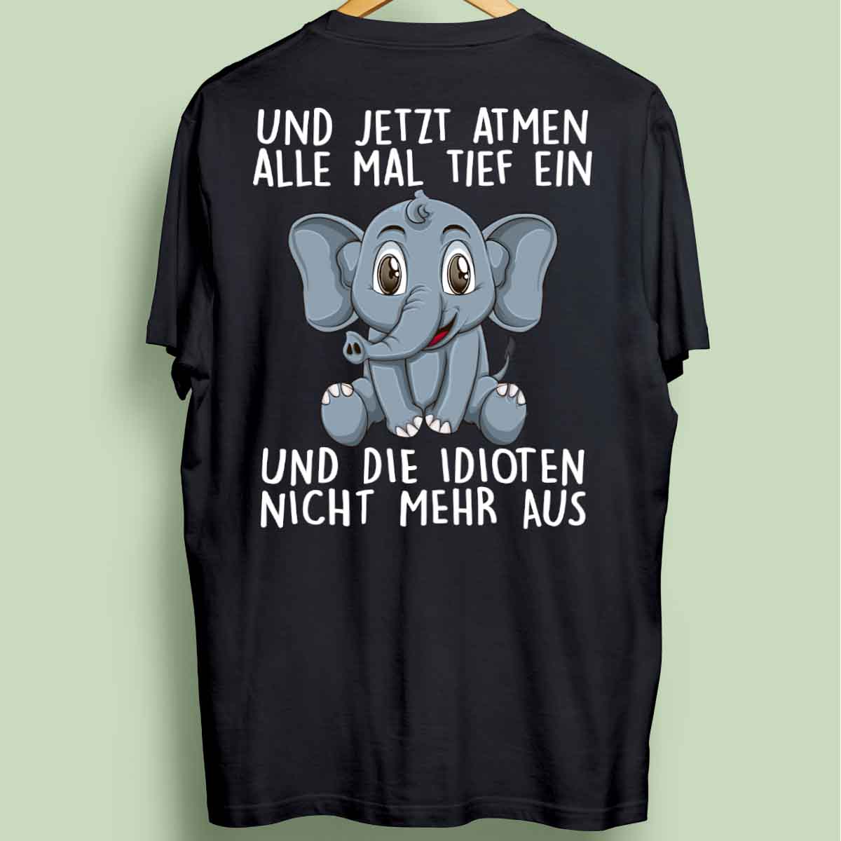Einatmen Elefant - Oversize Shirt Unisex Rückendruck