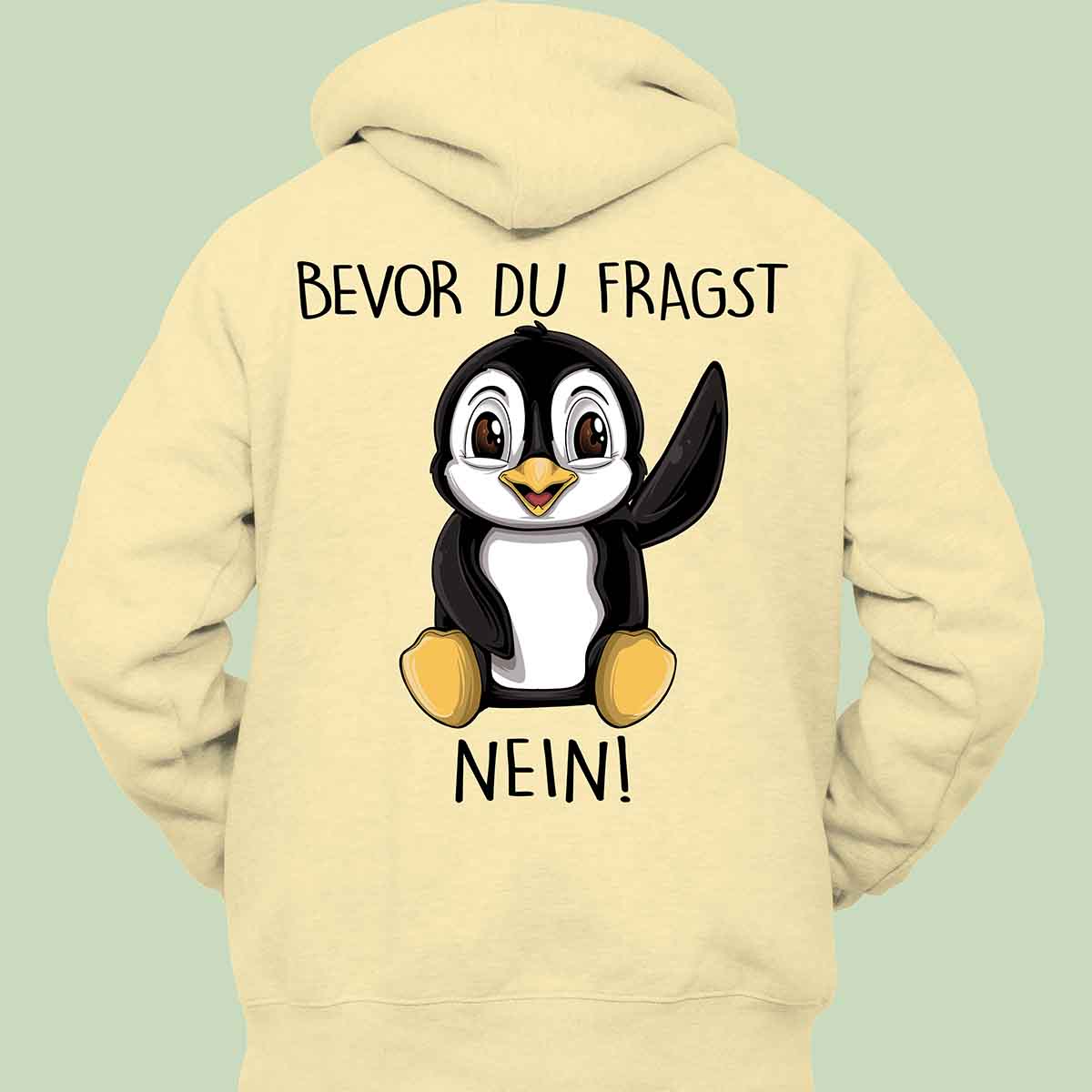 Fragen Pinguin - Hoodie Unisex Rückendruck