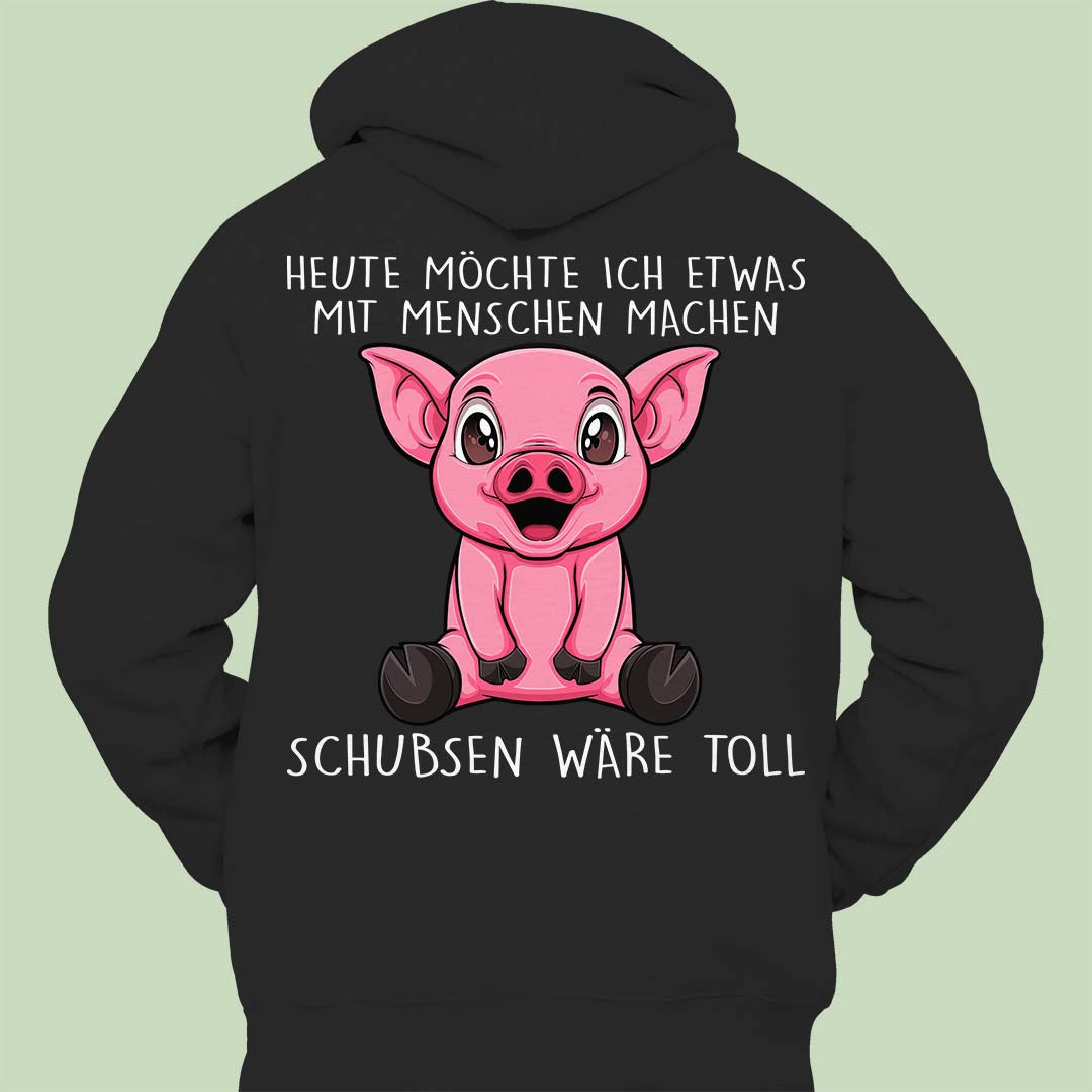 Schubsen Schweinchen - Hoodie Unisex Rückendruck