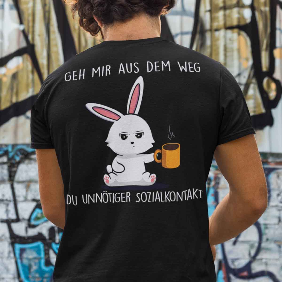 Sozialkontakt Bunny - Shirt Unisex Rückendruck