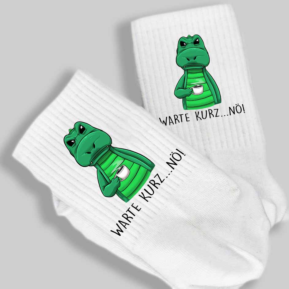 Warten Dino - Premium Socken Lang