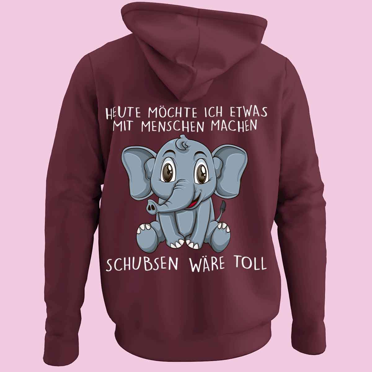 Schubsen Elefant - Zip Hoodie Unisex Rückendruck