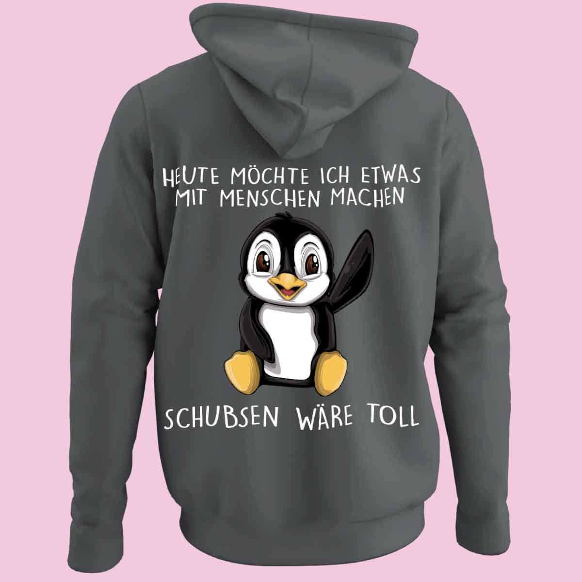 Schubsen Pinguin - Zip Hoodie Unisex Rückendruck