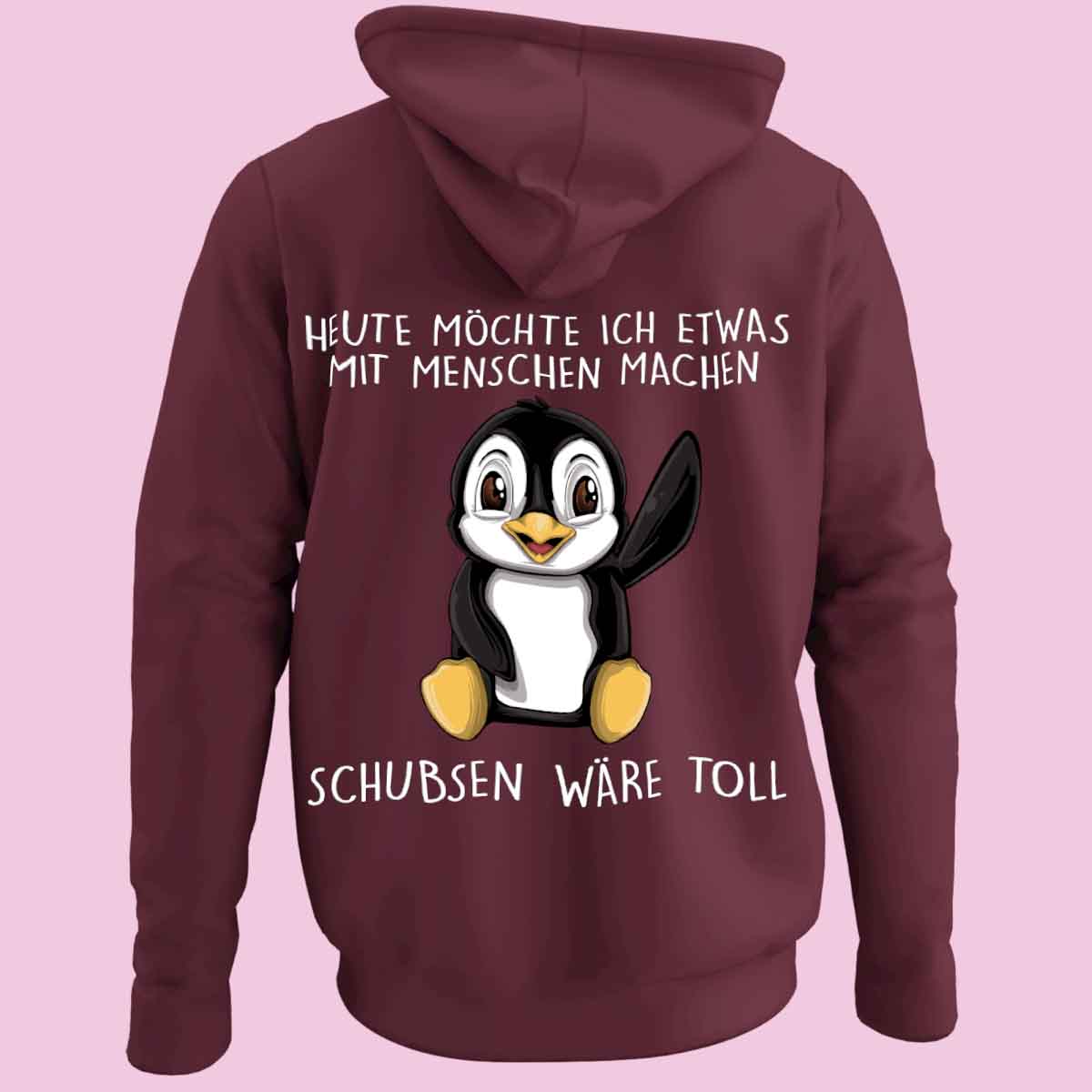 Schubsen Pinguin - Zip Hoodie Unisex Rückendruck