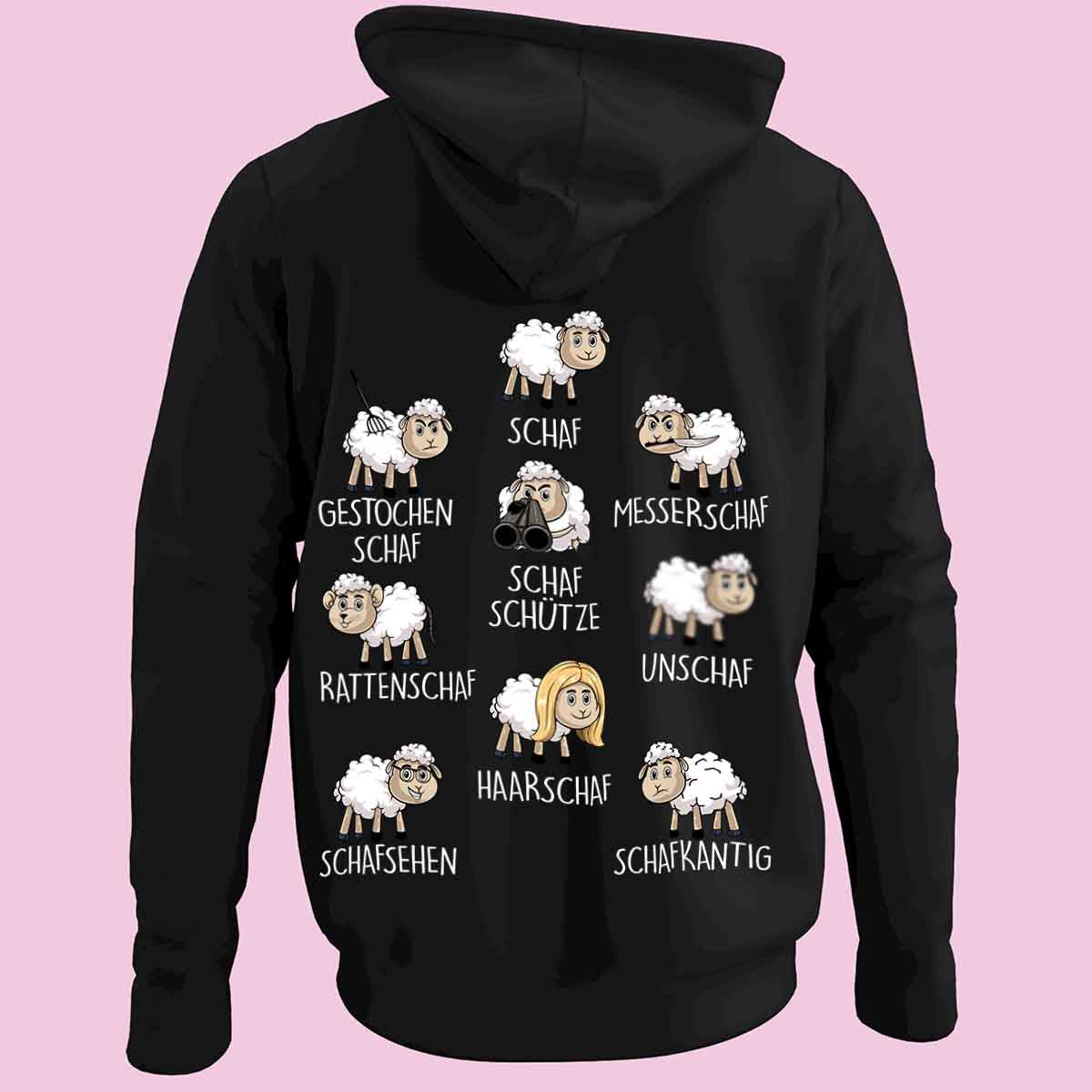 Familie Schaf - Zip Hoodie Unisex Rückendruck